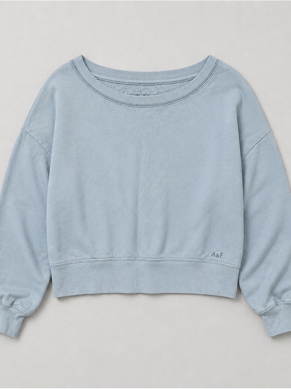 Abercrombie & Fitch Pale Blue Cropped Crew Sweatshirt